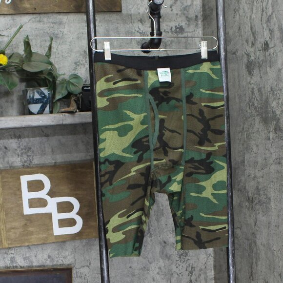 NEW Green Hills Mens Thermal Camouflage Long Boxer Briefs Camo Green M - Picture 1 of 4